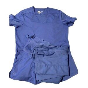 Adar Womens Scrub Set S In Blue Pro & Responsive Collections Polyester Blend V-N